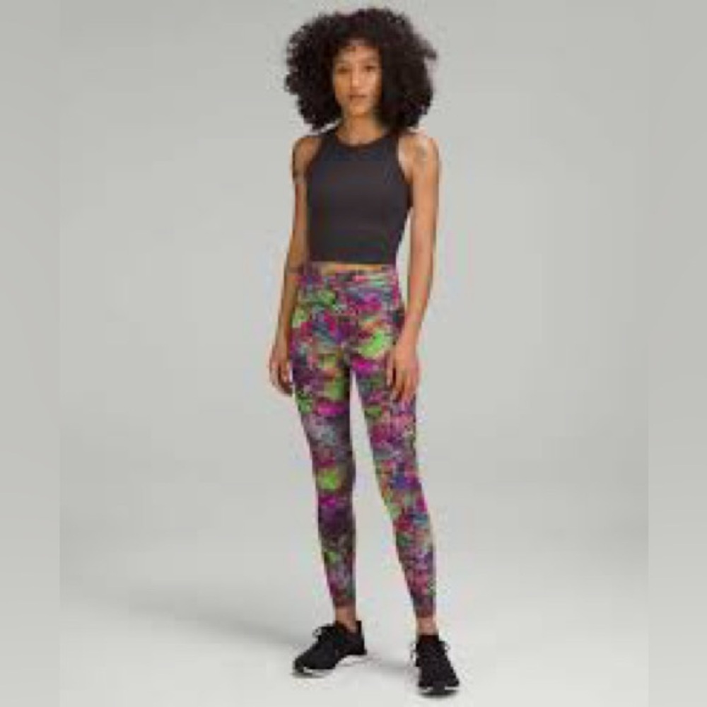 LULULEMON Wunder Train High-Rise Tight Leggings Pink Floral Size 2